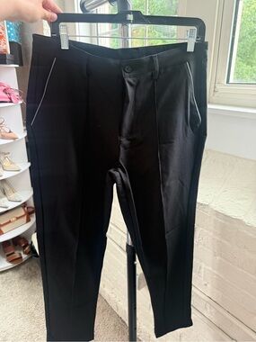 Black Men's Dress Pants with Subtle Side Piping